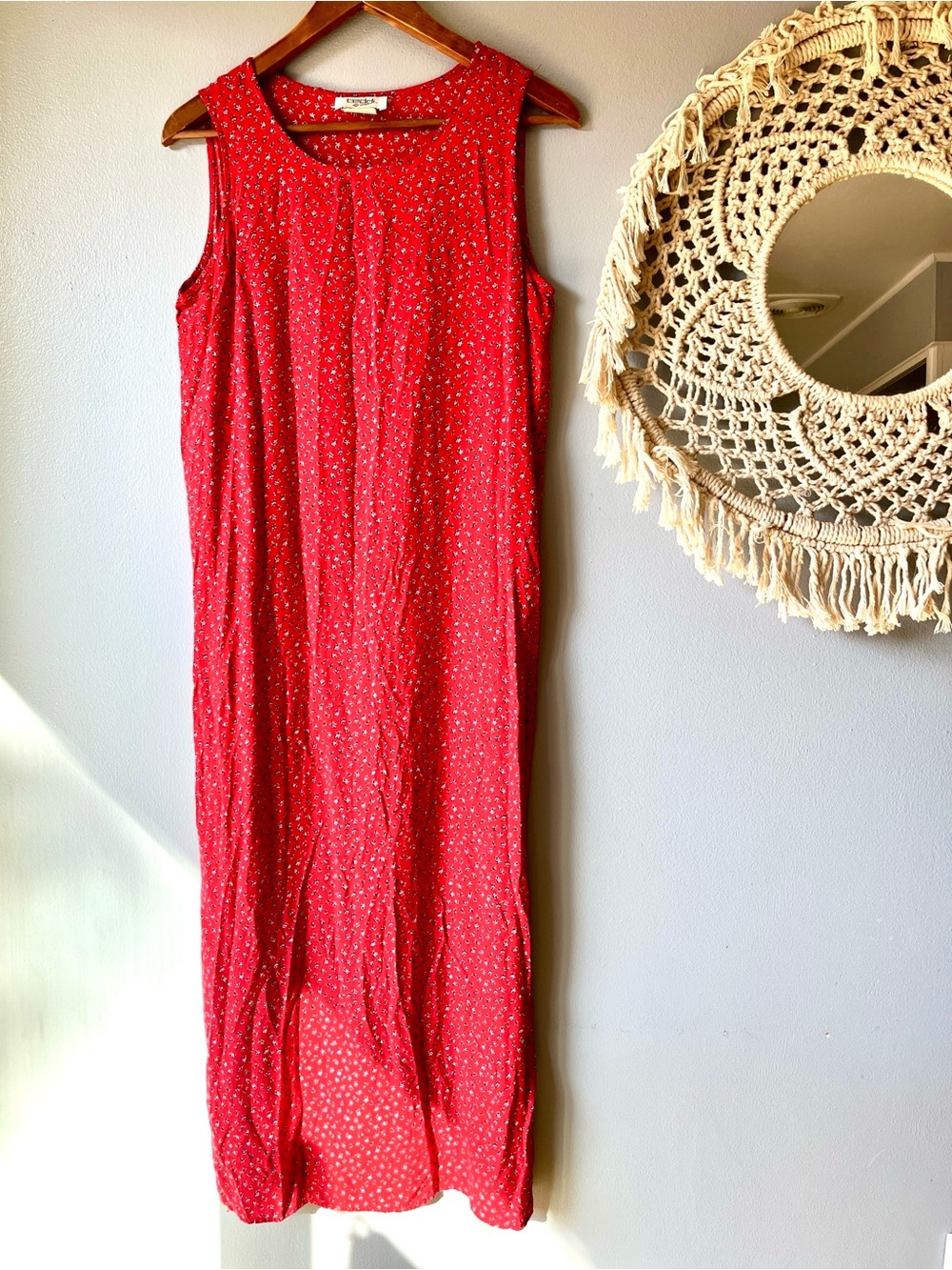 Vintage Y2K Teddi Ditsy Floral Maxi Dress 100% Rayon Sz L